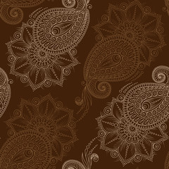 Henna Mehndi Tattoo Doodles Seamless Pattern