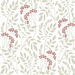 seamless Art Deco vintage pattern with sprigs and berries.