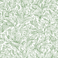 Fototapeta premium Seamless Pattern. Paisley Flowers Design Elements