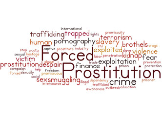 Obraz premium Forced Prostitution, word cloud concept 9