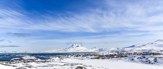 Nuuk fjord panorama, Inuit capital Nuuk, Greenland