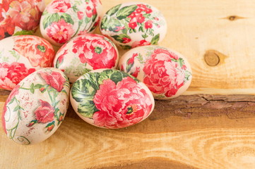 Decorated Easter eggs on the table
