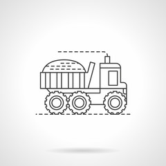 Harvesting truck flat thin line vector icon