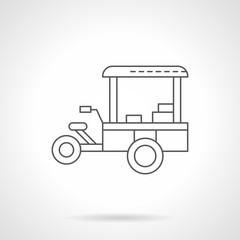 Coffee trailer flat thin line vector icon