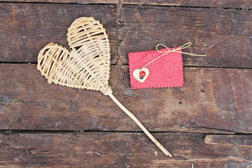 Invitation card and wooden heart