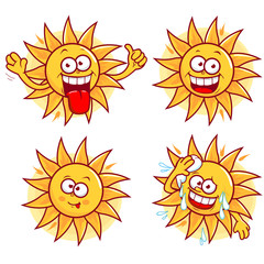 Cartoon sun characters. Vector Illustration set