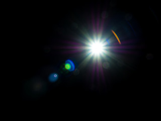 optical lens flare in the dark from the light source