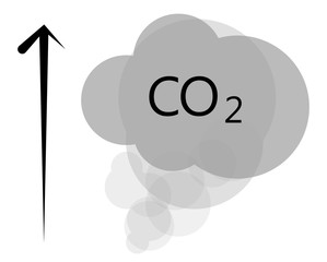 CO2 multilayer grey cloud on white background, urban smog