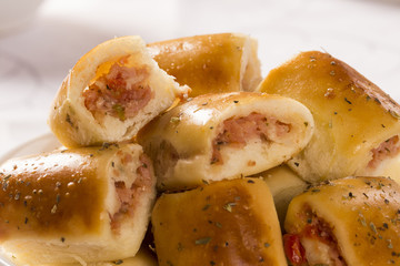 Brazilian snack. cheese and ham snacks portion.