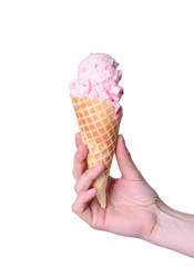 Ice cream in a woman hand