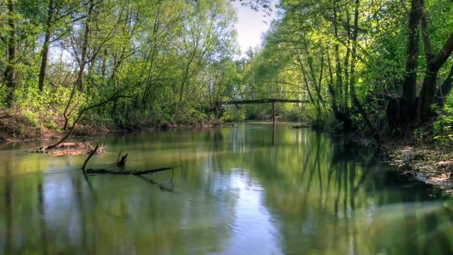 River and bridge, spring timelapse HDR