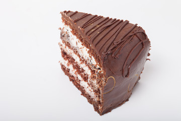 Chocolate homemade cake with gold decor