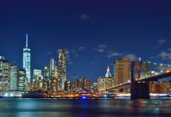 Brooklyn Bridge at night.