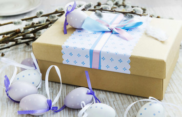 Easter gift with Easter eggs decoration