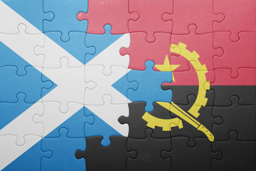 puzzle with the national flag of angola and scotland