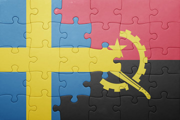 puzzle with the national flag of angola and sweden