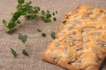 cookies with sunflower seeds on fabric