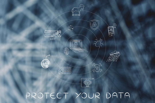computer threats symbols, protect your data