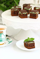 Chocolate cake with mint