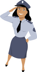 Female police officer, cartoon character, no transparencies, EPS 8 vector illustration