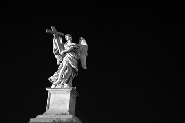 Angel guarding Rome near Castle Sant 'Angelo. Rome at night