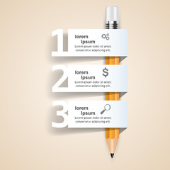 Business Infographics origami style Vector illustration.  Pencil icon.