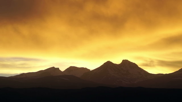 Timelapse of the gorgeous sunset over the highest mountain of Armenia, mount Aragats