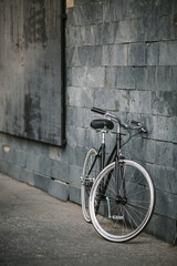 Fototapeta na wymiar black bicycle on the street