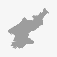 Fototapeta premium Map of North Korea in gray on a white background