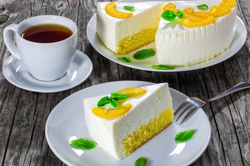 piece of homemade delicious cheesecake, close-up