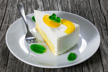 piece of homemade delicious cheesecake, close-up