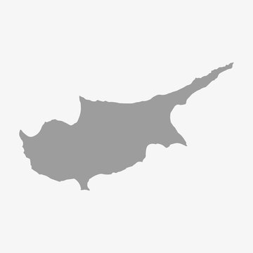 Map of Cyprus in gray on a white background