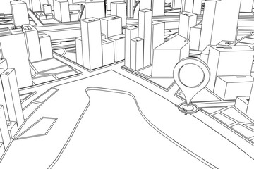 The vector contours of the city. City map vector