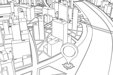 The vector contours of the city. City map vector
