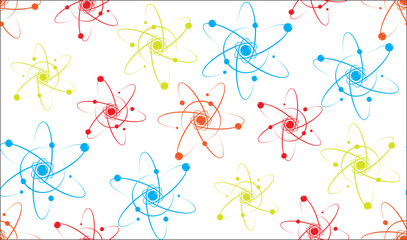 Vector abstract seamless pattern of molecules and atoms