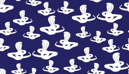 Vector abstract seamless background of cobras. Randomly scattered snakes