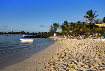 Sun protection umbrellas, beach, sea.