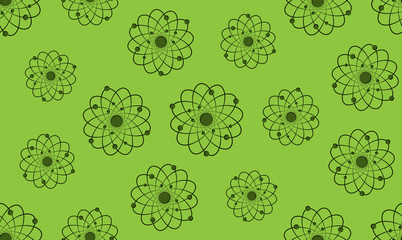 Vector seamless pattern of atoms and molecules.