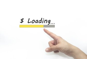 Design of progress bar, loading an Money and dollar with hand