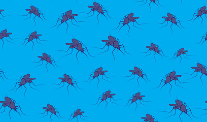 Vector seamless background of mosquitoes. Chaotic mosquitoes