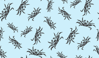 Vector seamless background of crabs. Chaotic crabs