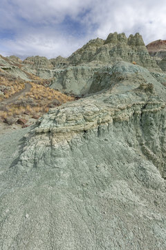 Ancient green clay patterns at the Sheep Rock Unit, John Day Fossil Beds National Monument