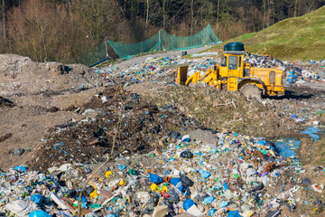 bulldozer on dump