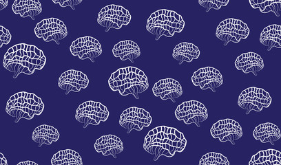 Vector seamless background illustration of the brain on a background. Figure of the brain.