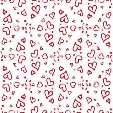 Seamless stylish red pattern with hearts.