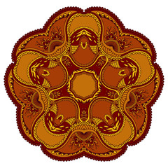 Vector color mandala. Mehndi style.
