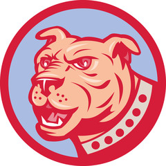 Mastiff Dog Mongrel Head Side Circle Cartoon