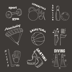 Hand drawn doodle sport games banners