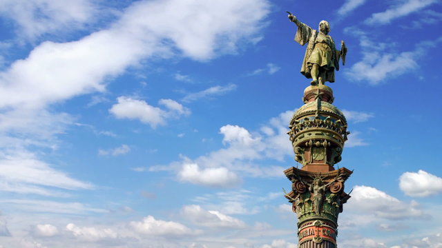 Timelapse of the Christopher Columbus monument in Barcelona, Spain