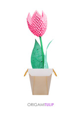 Origami tulip in a pot